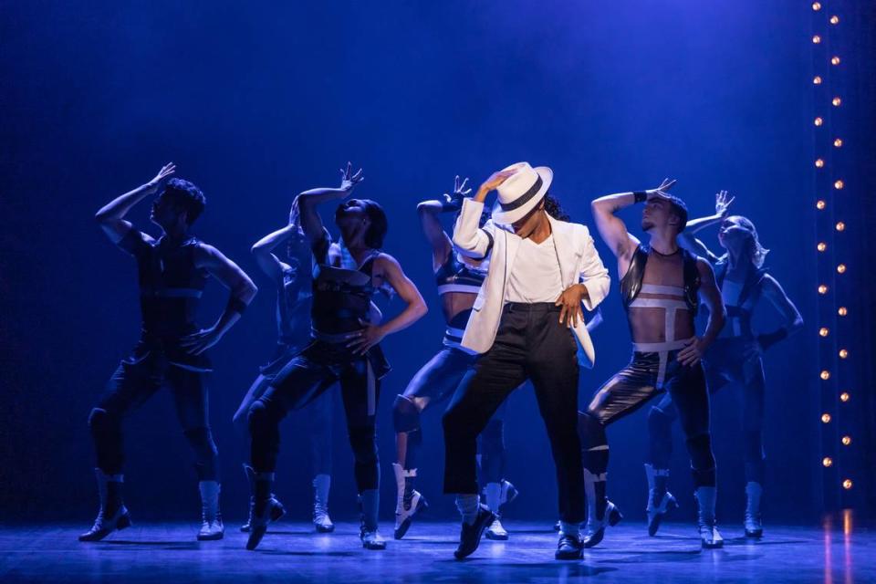 Roman Banks portrays Michael Jackson in the national tour of “MJ: The Musical,” which will run May 7-12 at the Music Hall.