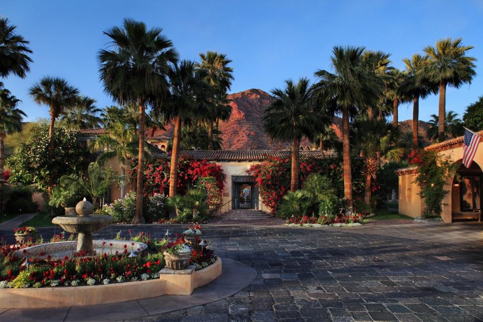 The entrance to the Royal Palms Resort & Spa.