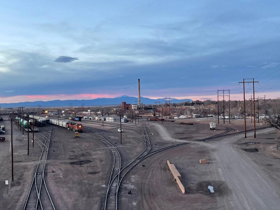 The railyard in Pueblo, seen from the Fourth St. Bridge, Feb. 9, 2022.