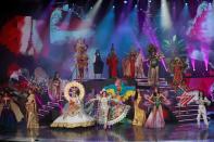 Contestants pose at the final show of the Miss International Queen 2020 transgender beauty pageant in Pattaya