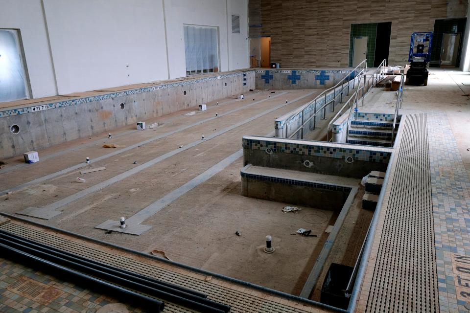 The pool area is pictured April 26 during a tour of the construction progress on the MAPS 3 Eastside Senior Wellness Center at NE 36 and Lincoln Boulevard.