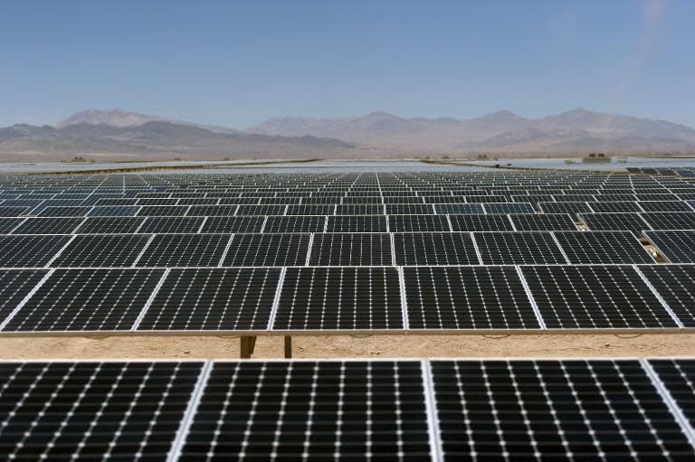Picture taken on January 23, 2015 of the newly finished PV Salvador solar plant near El Salvador, in the Atacama desert, northern Chile