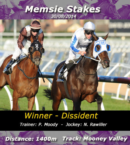 Dissident impresses racing onlookers with a dominate performance in the Memsie Stakes