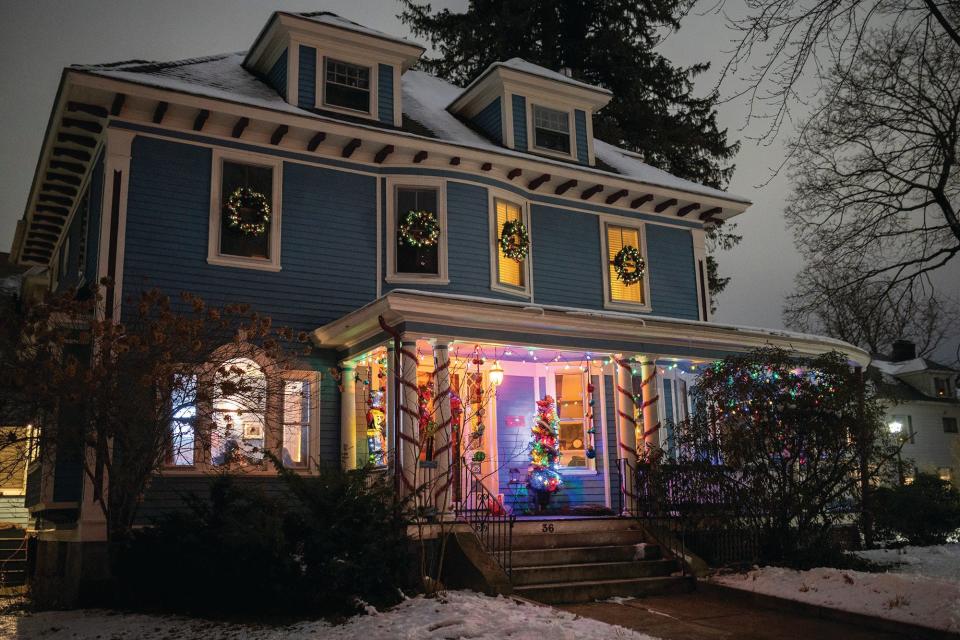 The Kurtz home, decked out for Christmas, was part of Preservation Worcester's From Door to Door in December 2020.