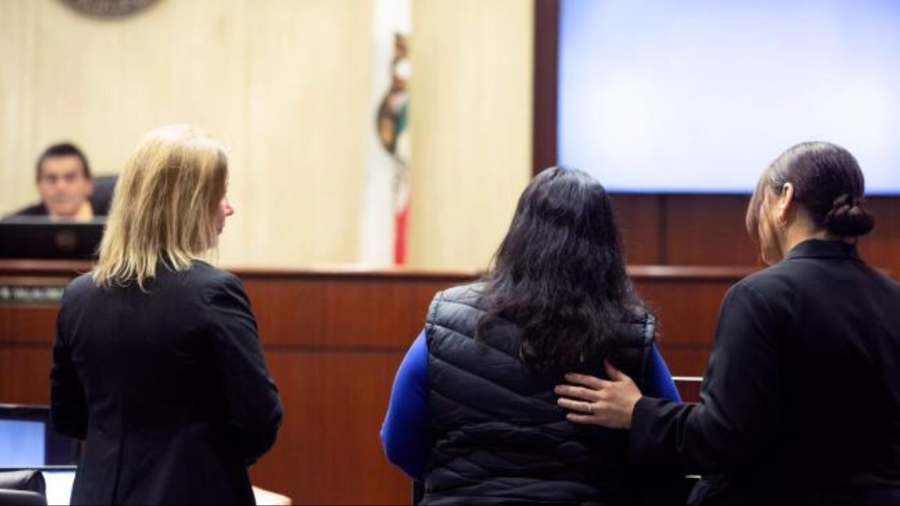 A victim's mother appeared in court with prosecutors for the verdict to be read in the case of a quadruple murder in Riverside County.