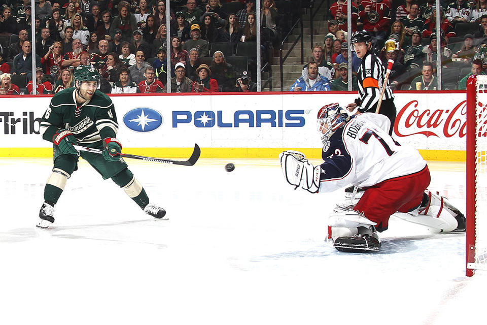 <p>Dec. 31, 2016: The Minnesota Wild and Columbus Blue Jackets played on New Year's Eve in a showdown between two streaking teams. The Wild had won 12 straight games, while the Blue Jackets were riding a 14-game run. It was the first time in the history of the four major North American professional sports leagues that two teams on winning streaks of at least 12 games had faced off. (Getty Images) </p>