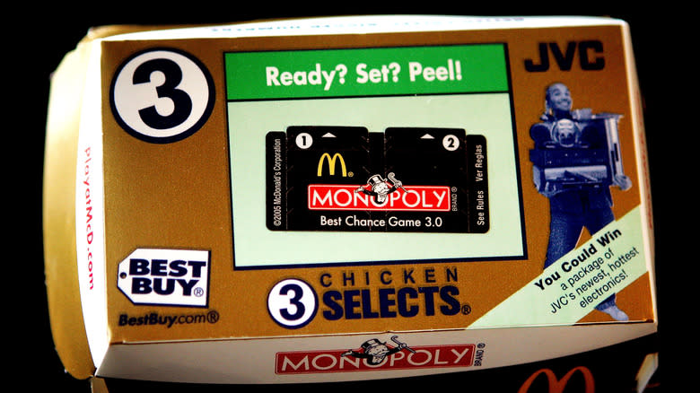 McDonald's monopoly on chicken nugget box