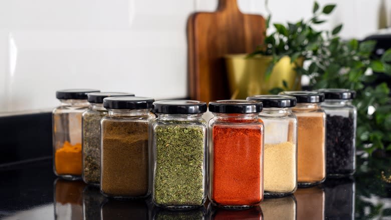 Jars of various spices