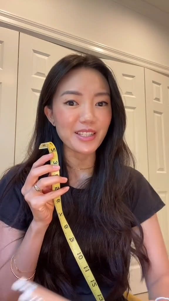 If the measurement is greater than 2.25 inches, longer hair is ideal for your face shape, but if it is less than 2.25 inches, a bob will “look good,” she explained. @bondenavant/TikTok