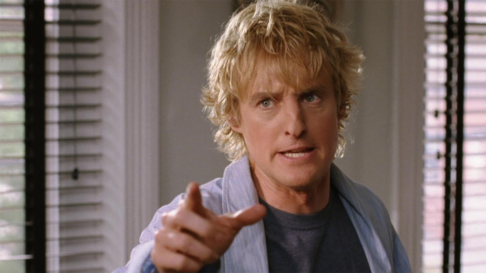 Owen Wilson angry and pointing in Wedding Crashers