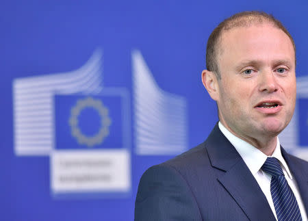 Malta's Prime Minister Joseph Muscat speaks after arriving to take part in an emergency European Union leaders summit on immigration, in Brussels, Belgium June 24, 2018. REUTERS/Eric Vidal