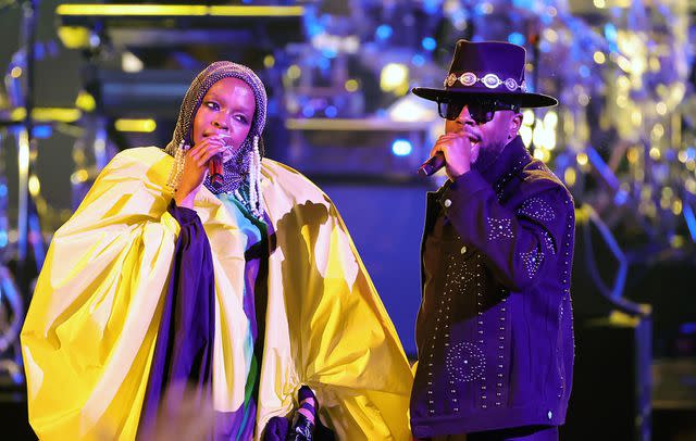 <p>Kevin Winter/Getty</p> Lauryn Hill and Wyclef Jean perform onstage during the BET Awards in Los Angeles on June 30, 2024