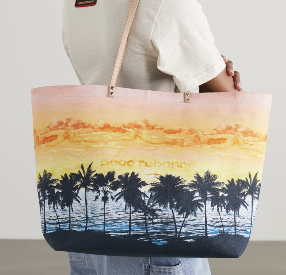 Paco Rabanne printed leather-trimmed cotton-canvas tote. (PHOTO: Net-A-Porter)