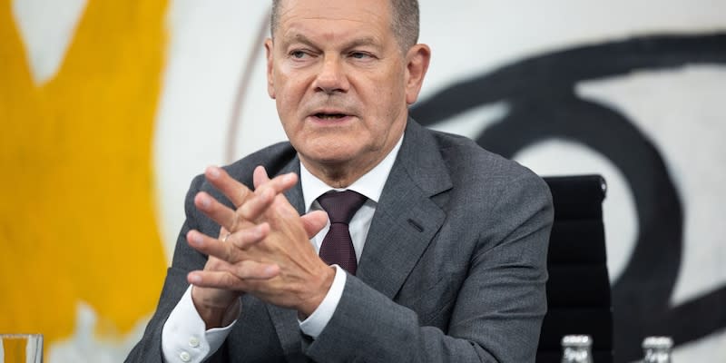 Olaf Scholz (SPD), Bundeskanzler, spricht auf einer Pressekonferenz im Rahmen der Ministerpräsidentenkonferenz im Bundeskanzleramt.<span class="copyright">Hannes P. Albert/dpa</span>