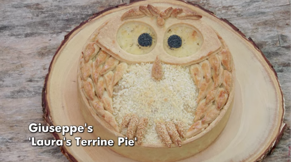 Giuseppe's owl shaped pie