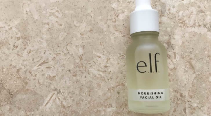 an elf branded beauty product on a stone counter