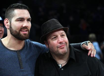 Weidman (L) poses with actor Kevin James at a Knicks game in October. (USA TODAY Sports)