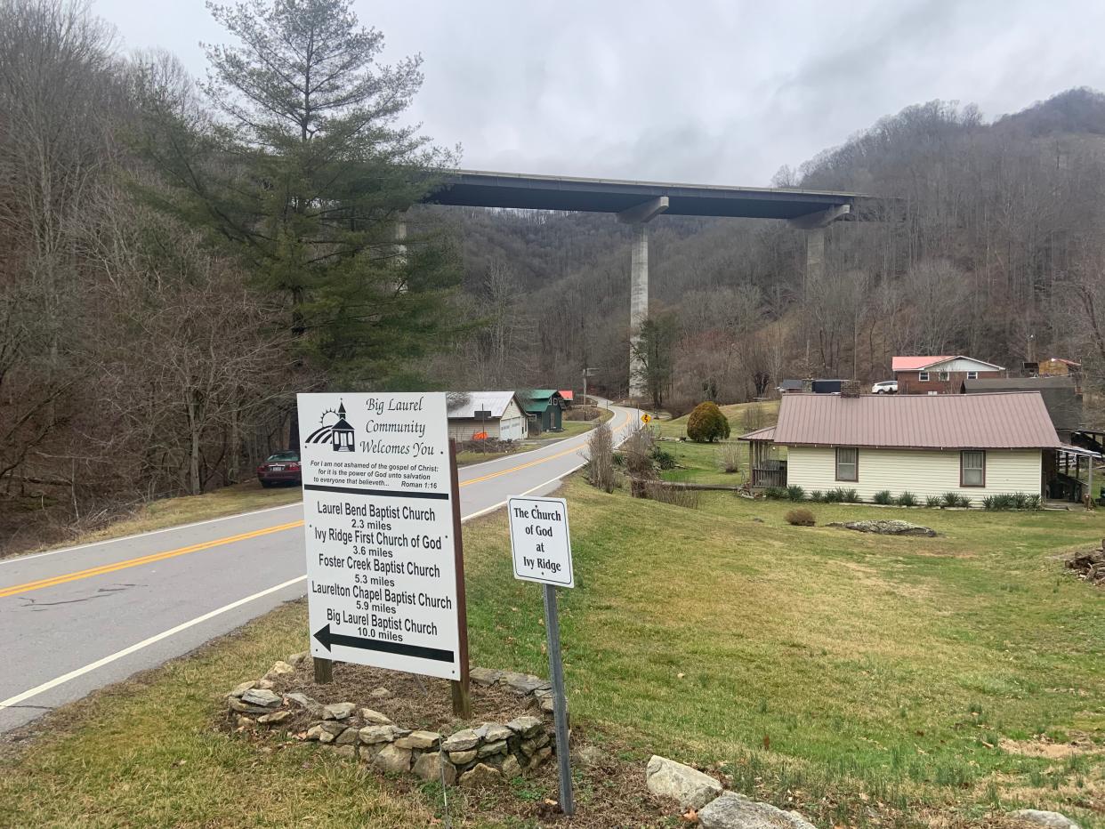 The Big Laurel Creek Bridge, as seen here from in front of Laurel Chapel Baptist Church, will have repairs as part of a NCDOT Future Interstate 26 project, the state DOT announced Feb. 1.