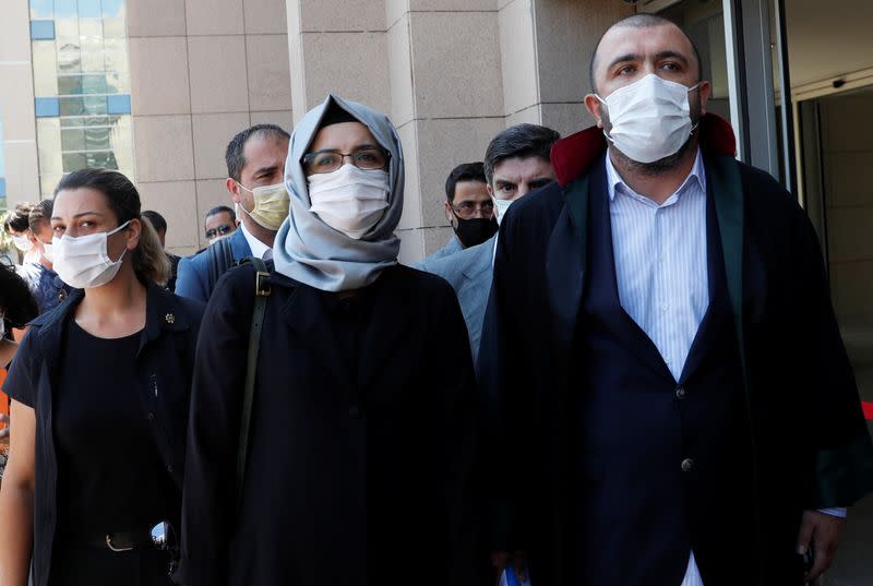 Hatice Cengiz, a fiancee of the murdered Saudi journalist Jamal Khashoggi, leaves the Justice Palace in Istanbul