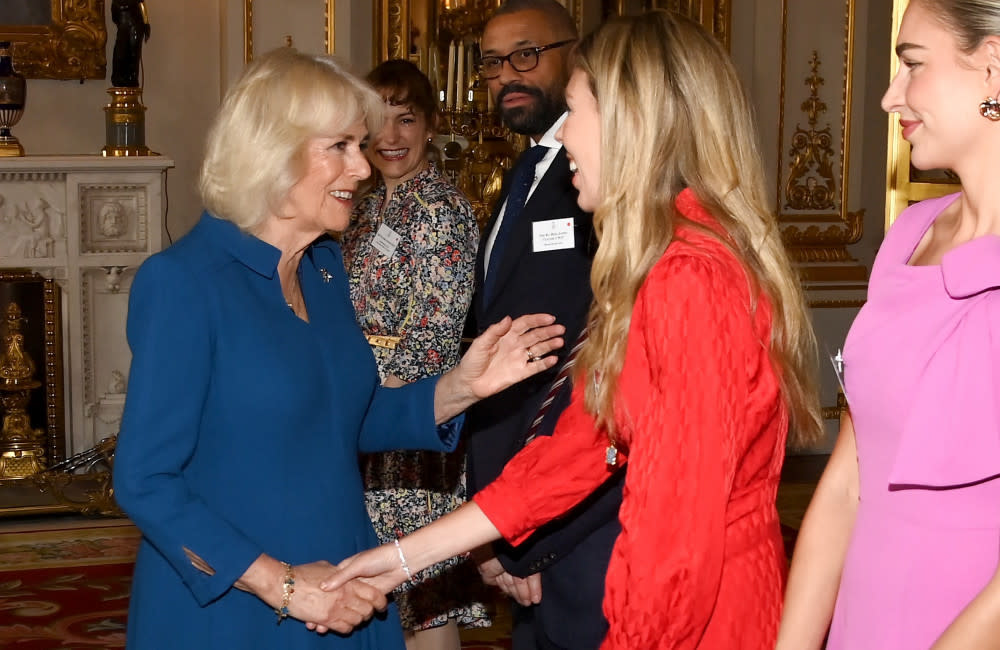 Queen Camilla and Carrie Johnson at the relaunch of the Wash Bags initiative credit:Bang Showbiz