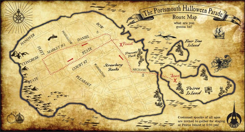 Portsmouth Halloween parade map