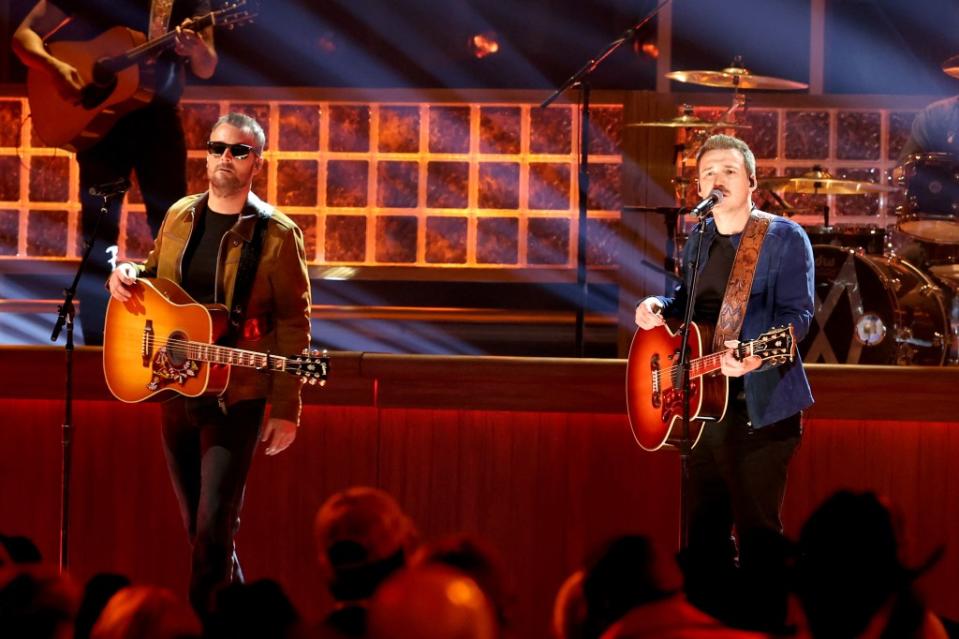 Church and Wallen at the 2023 CMA Awards at the Bridgestone Arena in Nashville. Getty Images