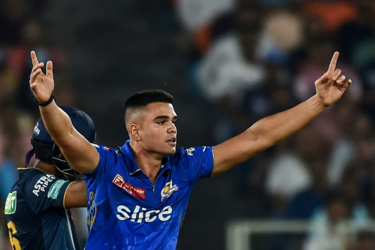 Arjun Tendulkar appeals for a wicket in the IPL