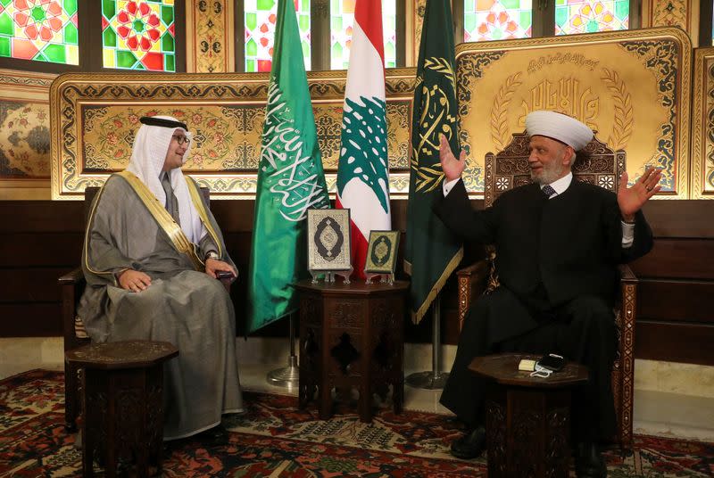 FILE PHOTO: Saudi Ambassador to Lebanon Walid bin Abdullah Bukhari meets with the Grand Mufti Sheikh Abdul Latif Derian, in Beirut