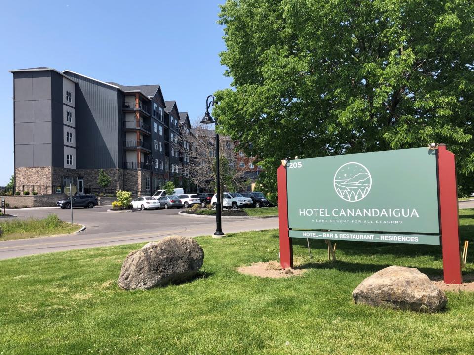 A sign of the times: Hotel Canandaigua, which is part of Hilton's Tapestry Collection, is open.