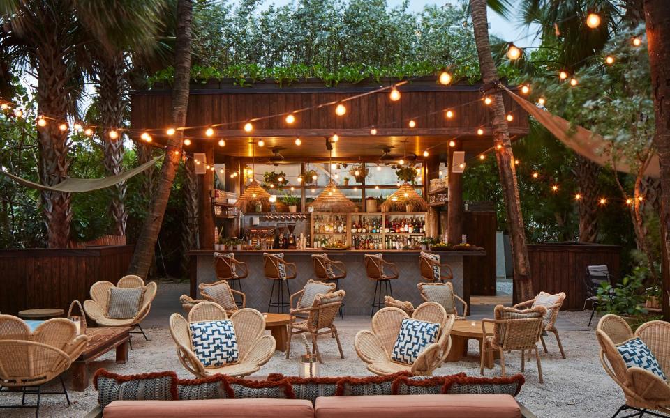 Outdoor bar at the Soho Beach House