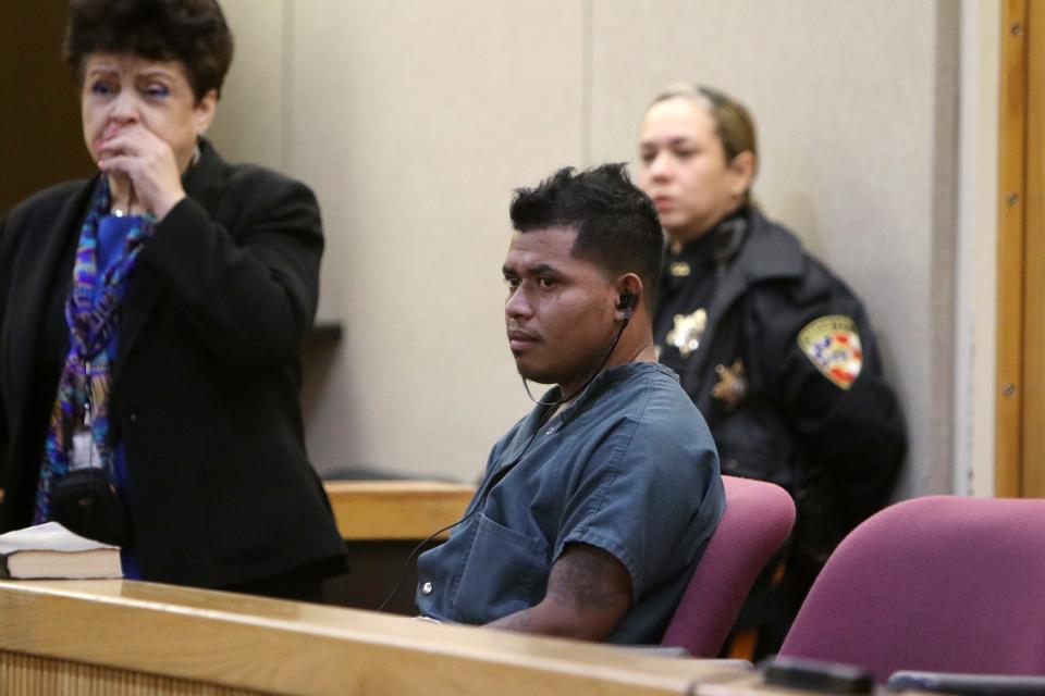 Juan Carlos Rivera Rojas, charged in the murder in Howell of Domingo Merino Rafael, appears for his detention hearing before Judge Paul X. Escandon at Monmouth County Courthouse in Freehold, NJ Tuesday, November 12, 2019.