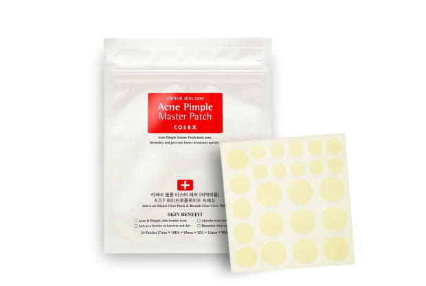 <p>CosRx Acne Pimple Master Patch, $6 for 24 patches, <a href="https://shop-links.co/1667458626581906551" rel="nofollow noopener" target="_blank" data-ylk="slk:available here;elm:context_link;itc:0;sec:content-canvas" class="link ">available here</a>.</p>