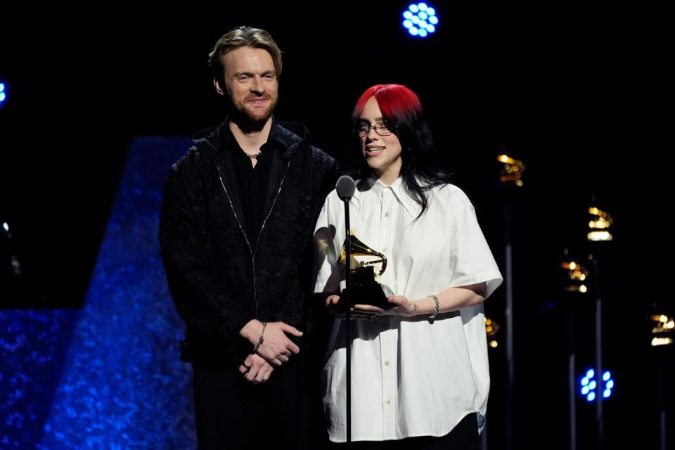 Billie Eilish with her brother FINNEAS at the Grammys