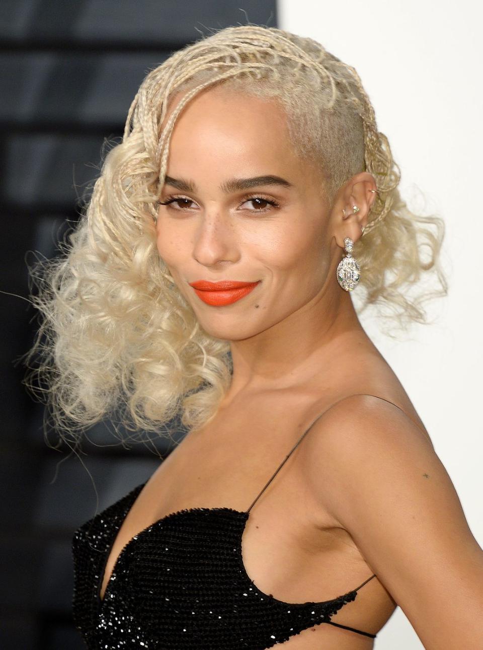 <p>Even though she's now the proud owner of a pixie crop, we still love Zoe Kravtiz's bleached braids.</p>