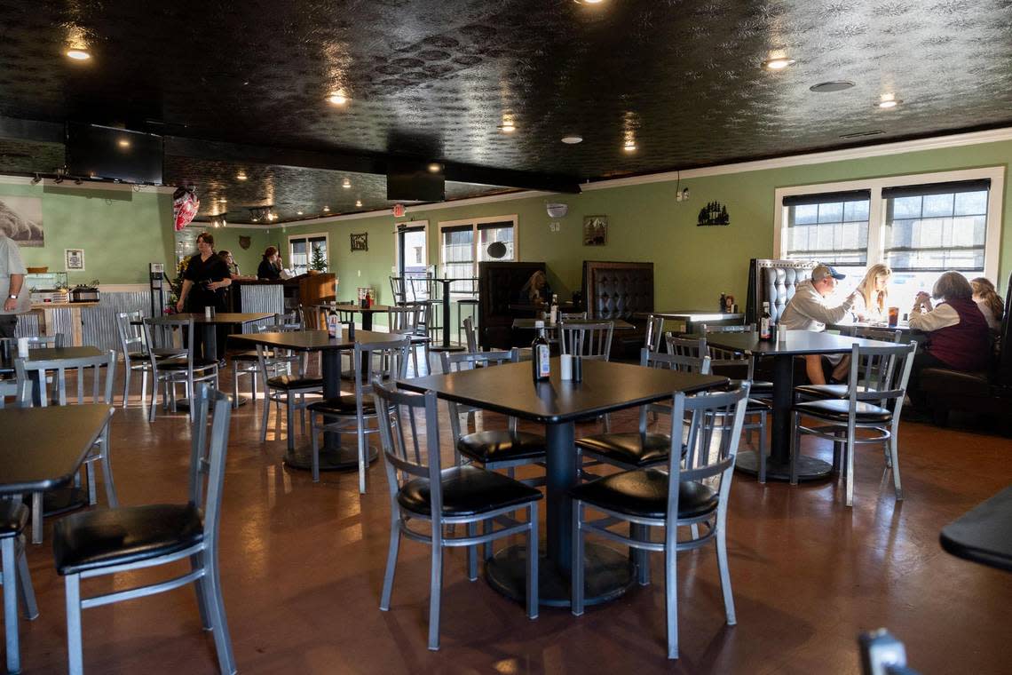 In addition to the main dining room, the Black Bear Pasta and Steak House restaurant has patio dining and live music nights.