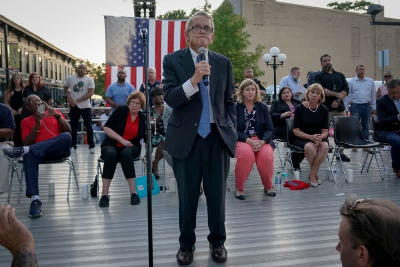 FILE PHOTO: Ohio Governor Mike DeWine speaking in Dayton