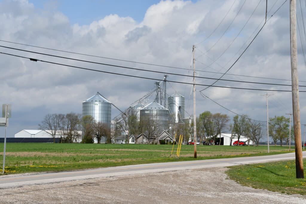Doug Goyings, a fifth-generation farmer in northwestern Ohio, received a USDA Rural Energy for America Program grant in 2023 to install a 288-panel solar array (seen at left) at his family grain farm, meeting 100 percent of the farm’s energy needs and saving money that he can re-invest back into the operation. (USDA photo by Mark McCann)