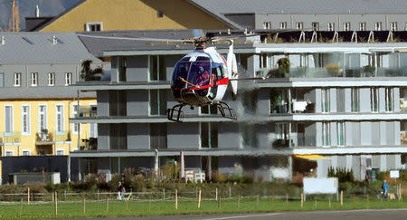 A prototype of a Marenco SH09 helicopter of Swiss manufacturer Marenco is seen during a test flight in Mollis, Switzerland October 13, 2017. REUTERS/Arnd Wiegmann