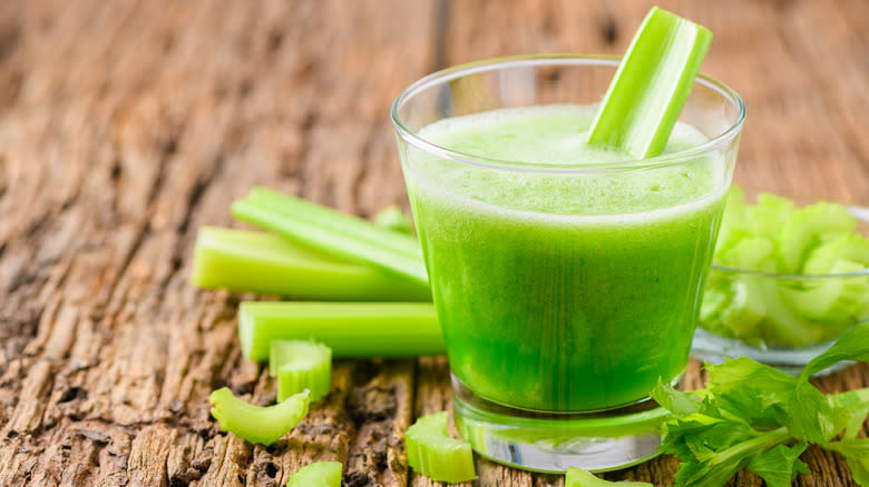 Celery juice and stalks