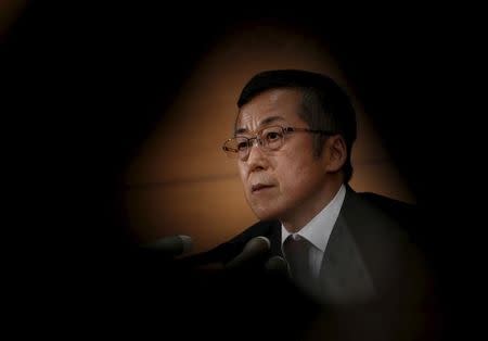 Bank of Japan (BOJ) board member Yutaka Harada attends a news conference at the BOJ headquarters in Tokyo March 26, 2015. REUTERS/Yuya Shino