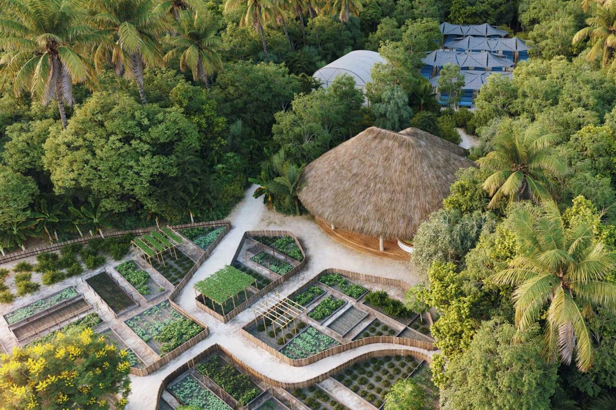 Aerial view of the SCIE:NCE Center at Soneva Fushi