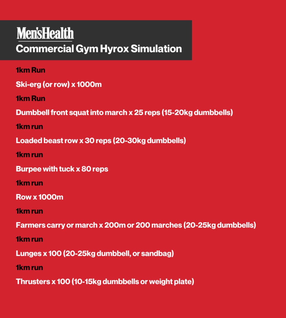 hyrox training plan commercial gym