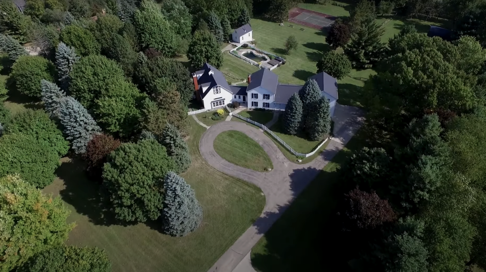 Aerial view of a luxurious house