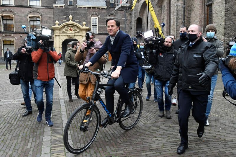 Dutch Prime Minister Mark Rutte leaves after a meeting in Amsterdam