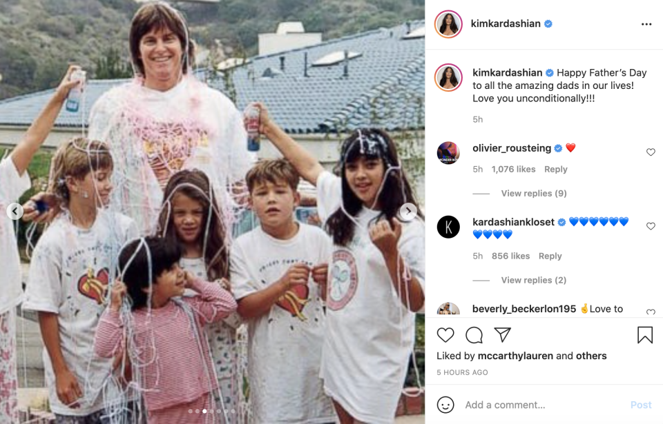 A throwback picture of Caitlyn Jenner on Kim Kardashian's Instagram