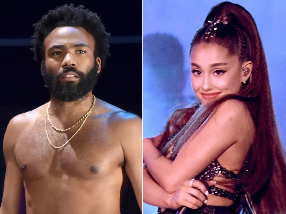 Childish Gambino; Ariana Grande | Kevin Mazur/Getty; Kevin Winter/Getty