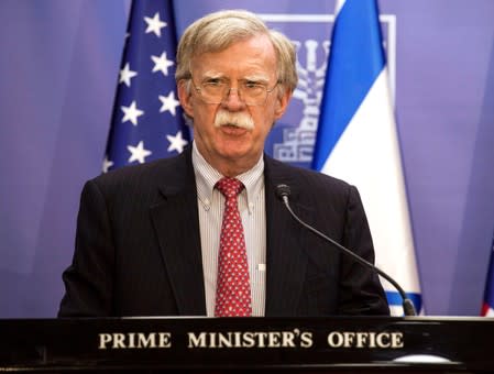 U.S. National Security Advisor John Bolton delivers joint statements with Israeli Prime Minister Benjamin Netanyahu in Jerusalem