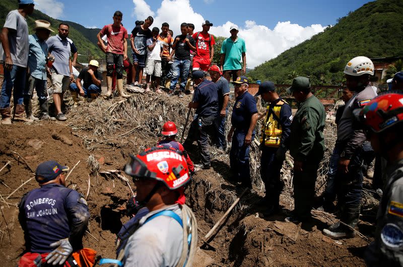 Landslide due to heavy rains, in Las Tejerias