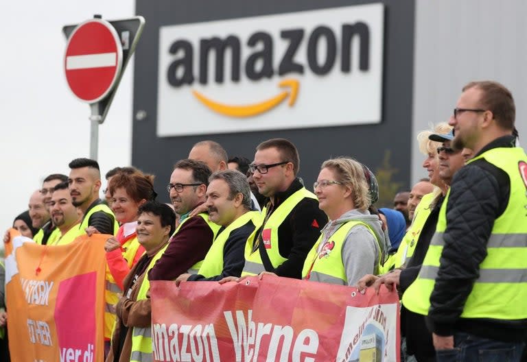 Workers at an Amazon warehouse are having to urinate in plastic bottles rather than go to the toilet during their shifts, it has been claimed.The reports came as crowds of protesters gathered outside the internet giant’s so-called fulfilment centres across the UK to demand improvement in workers’ conditions.Demonstrations were held outside the company’s sprawling warehouses in Milton Keynes, Rugeley, Swansea, Peterborough, Warrington, Coventry and Doncaster on Friday.Protestors coordinated by the GMB general trade union also demanded Amazon pays a “real and substantial” tax contribution in the country.They are carrying banners and picket signs telling owner – and richest man in the world – Jeff Bezos: “We Are Not Robots”.Union officials say they are taking action after more than 600 reports were made from Amazon warehouses to the Health and Safety Executive in the past four years.A spokesman said: “These include workers using plastic bottles to urinate in instead of going to the toilet, and pregnant women have been forced to stand for hours on end, with some pregnant women being targeted for dismissal.”The demonstrators have been joined at the protest by Jack Dromey, Labour MP for Birmingham Erdington, and six members of the CCOO Union from Spain who have been striking over the same poor working conditions there.Other pickets have already taken place in Germany, Poland and United States this week to coincide with what the company calls Amazon Prime Day, when customers are offered big discounts.Steve Garelick, GMB regional organiser, said the union was “keen to see a sea change from Amazon and that working with a union brings benefits”.He added: “Until we see an improvement in workers’ situations we will continue to speak out.”But a spokesman for Amazon said: “These groups are conjuring misinformation to work in their favour, when in fact we already offer the things they purport to be their cause — industry-leading pay, benefits, and a safe workplace for our employees.”We can only conclude that the people who attend the events are simply not informed.“We encourage everyone to book a tour of one of our fulfilment centres and compare our overall pay, benefits, and workplace environment to other retailers and major employers across the country.”