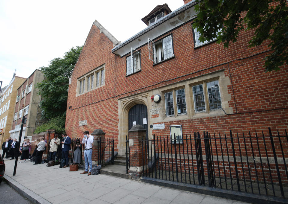 A queue develops outside Poplar Coroner's Court, High Street, Poplar, London, prior to the resumption of the inquest into the death of Caroline Flack.